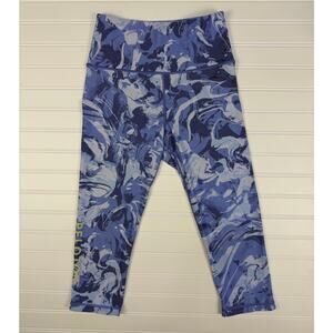 Peloton Leggings Women Size S Blue Marble Cropped Yoga Pants High Rise Athletic